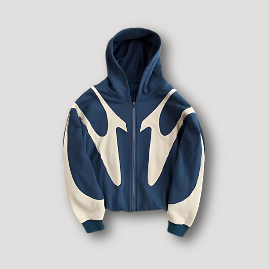 Men's Colour Block Zip Hoodie, Navy, Cream
