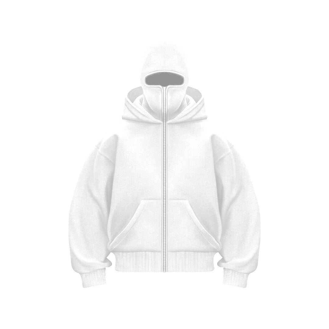 Men's oversized zip-up hooded sweatshirt with long sleeves and front pockets