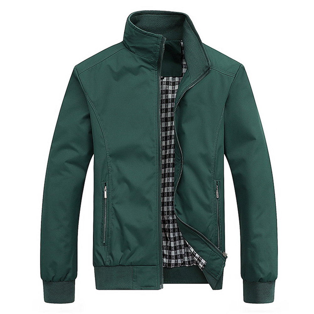 Men's retro transitional jacket with long sleeves and zip front