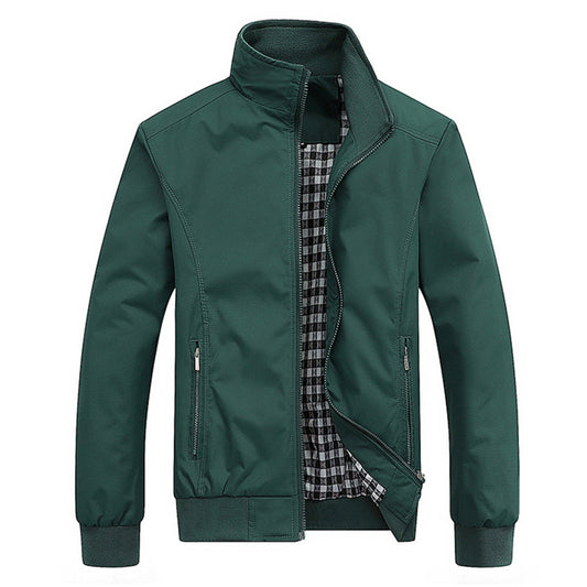 Men's retro transitional jacket with long sleeves and zip front