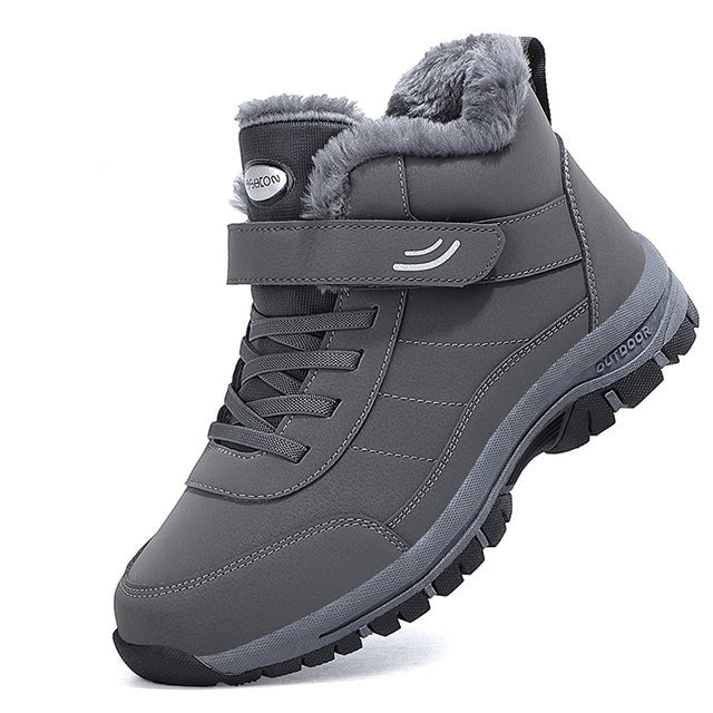 Men's ankle trekking boots with laces, strap and textured sole