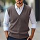 Men's sleeveless V-neck jumper vest with ribbed trim