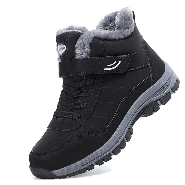 Men's ankle trekking boots with laces, strap and textured sole