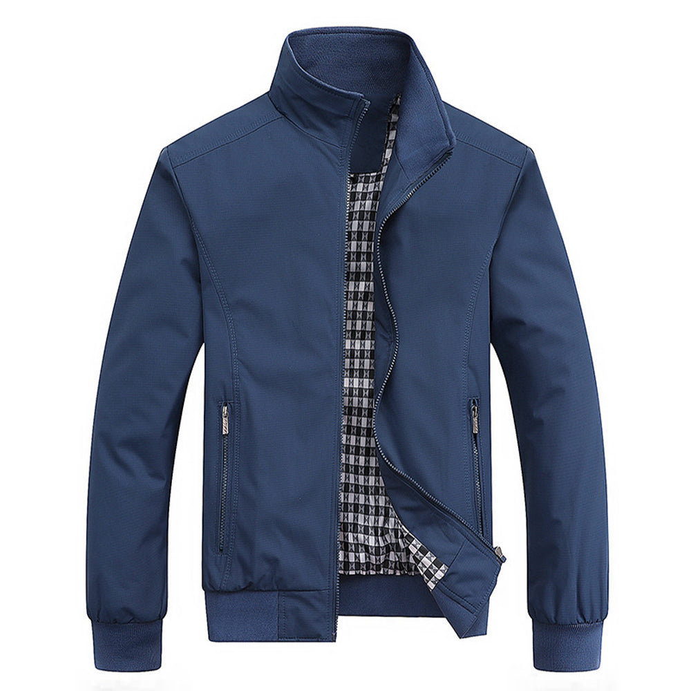 Men's retro transitional jacket with long sleeves and zip front