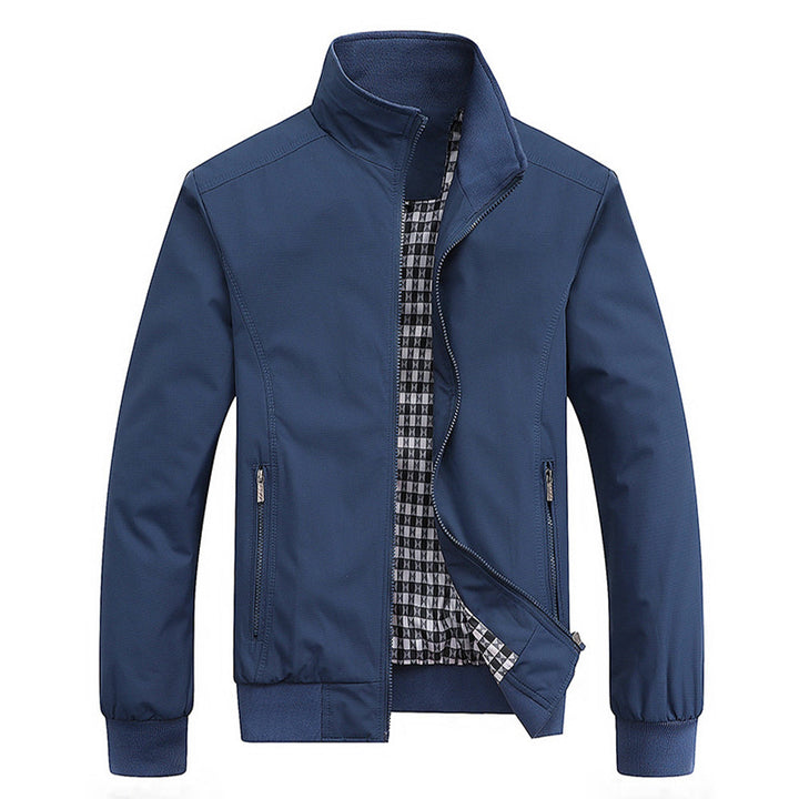 Men's retro transitional jacket with long sleeves and zip front