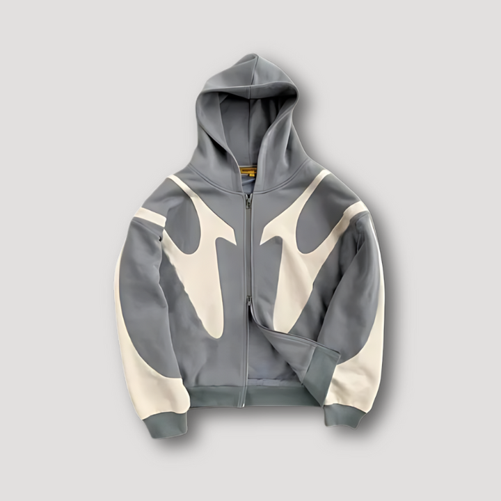 Men's Colour-Block Zip Hoodie, Navy, Cream