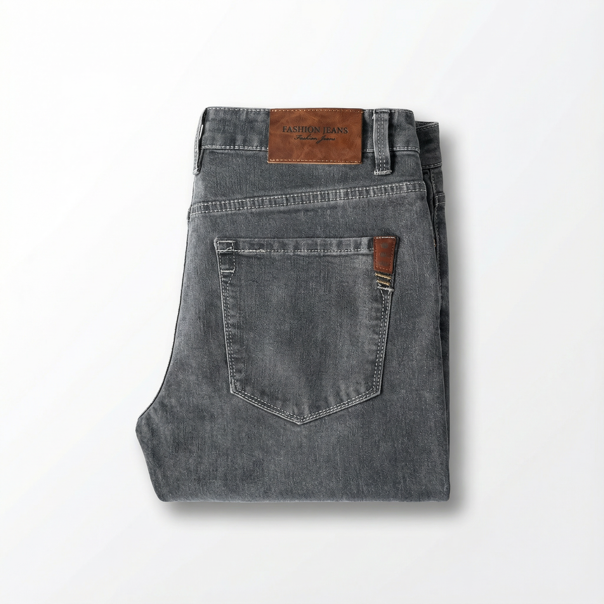 Men's slim straight-leg denim jeans with five-pocket design and belt loops
