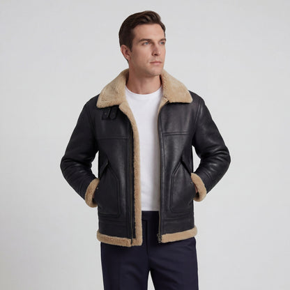 Men's textured-lined zip front jacket shown in brown and black colourways