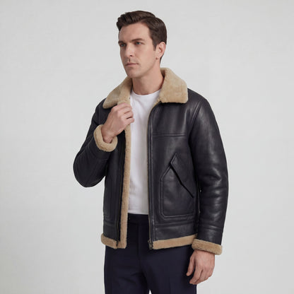 Men's textured-lined zip front jacket shown in brown and black colourways