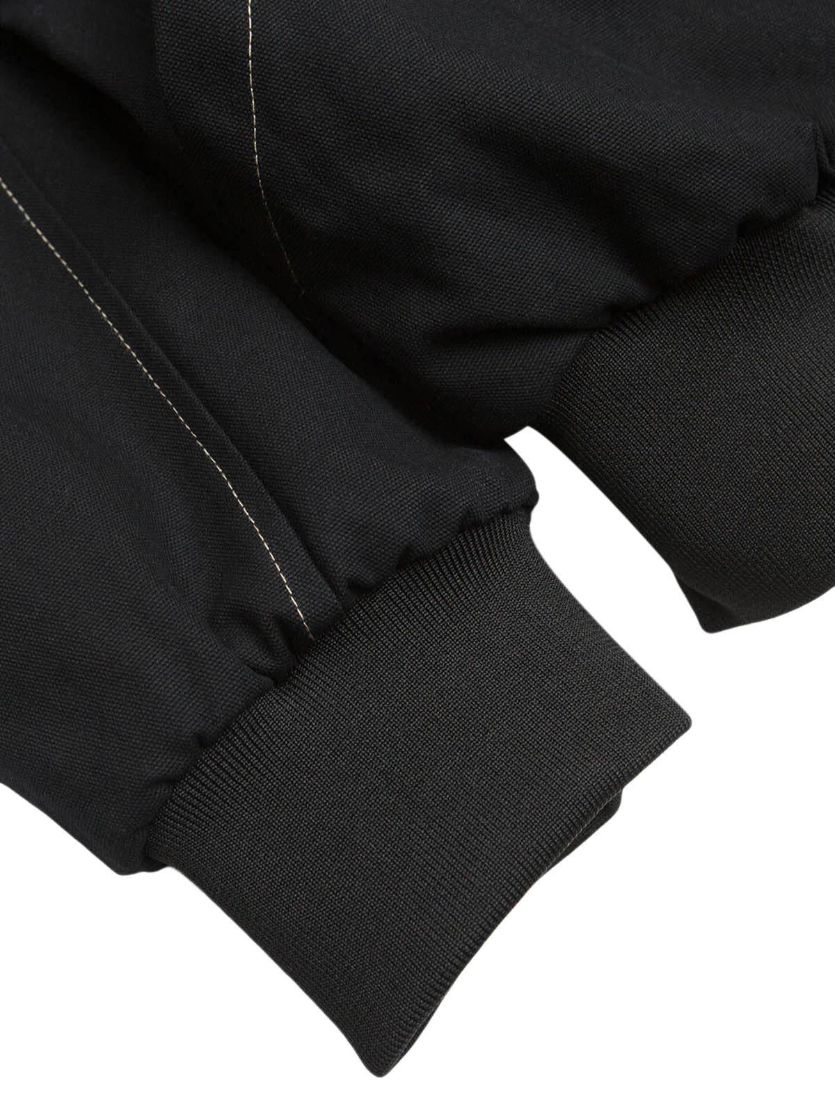 Hooded faux fur lined bomber jacket with zip front