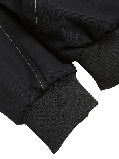 Hooded faux fur lined bomber jacket with zip front