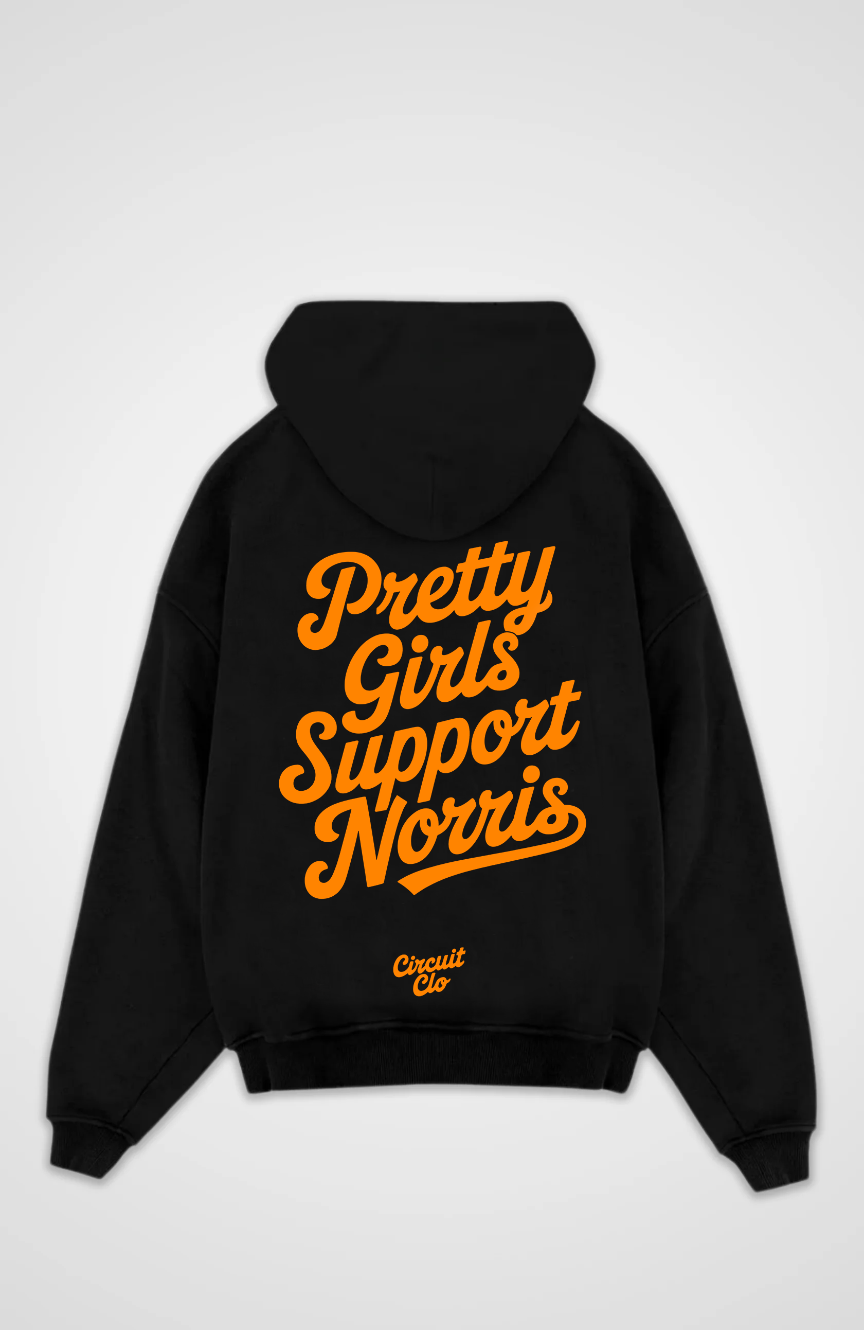 Unisex oversized hoodie with Pretty Girls Support Norris back graphic
