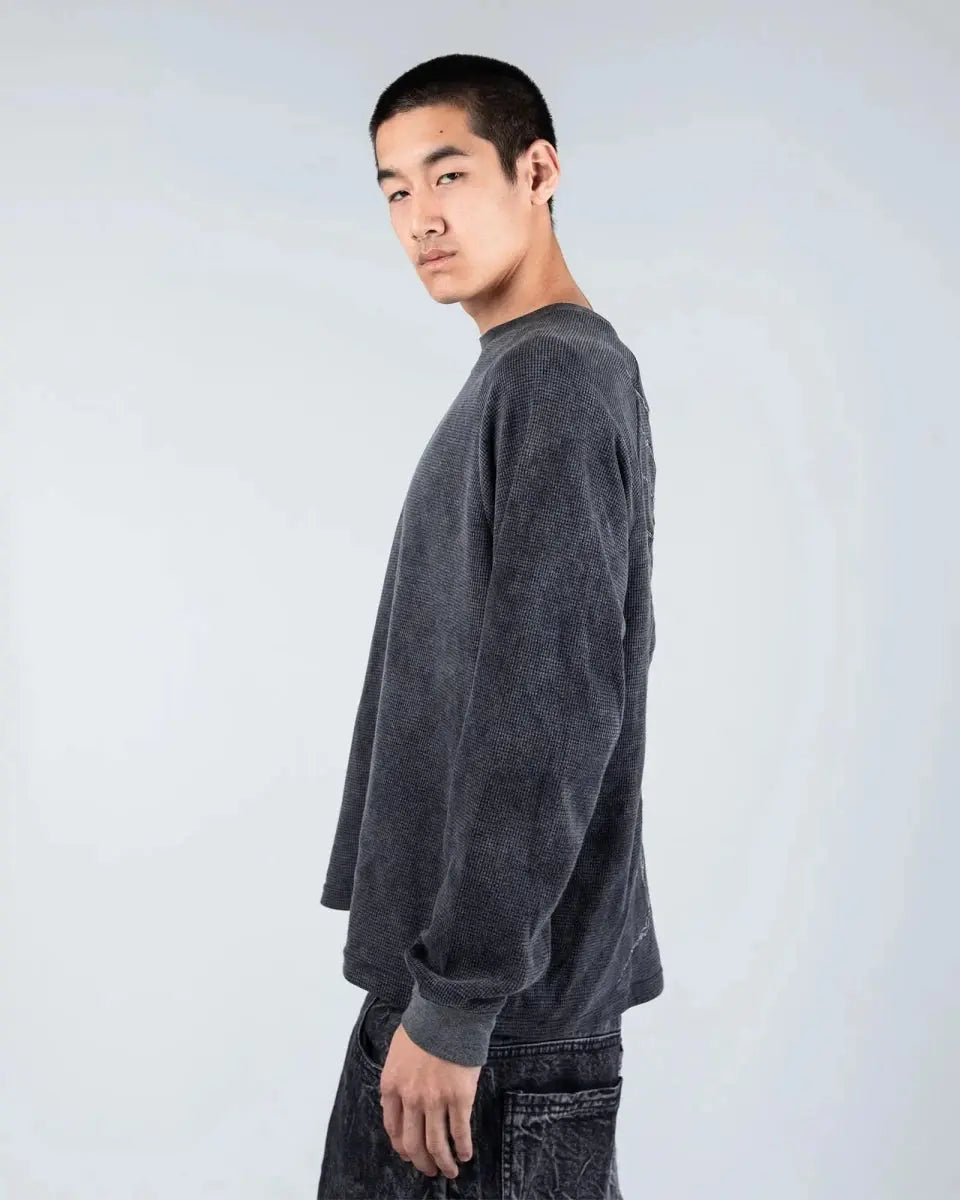 Unisex gray graphic crew neck sweatshirt with skeletal design