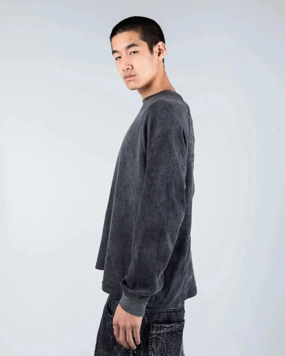 Unisex gray graphic crew neck sweatshirt with skeletal design