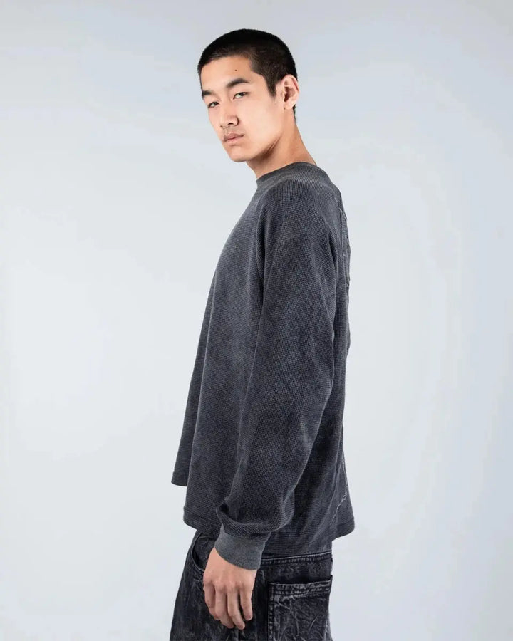 Unisex gray graphic crew neck sweatshirt with skeletal design