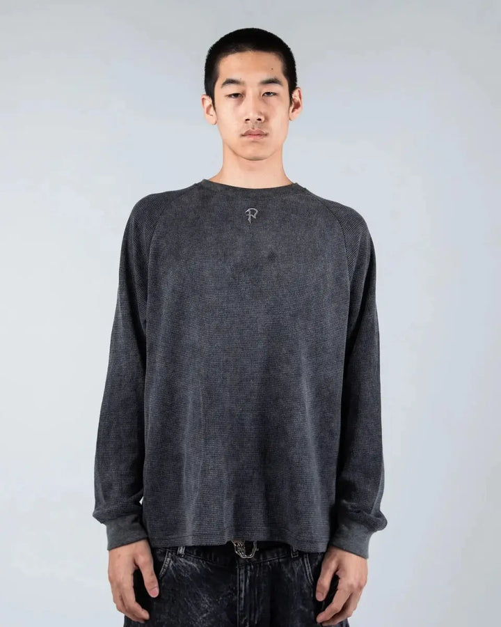 Unisex gray graphic crew neck sweatshirt with skeletal design