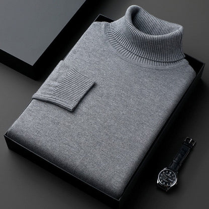 Plain ribbed turtleneck jumper folded in a presentation box