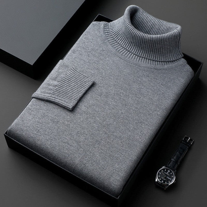 Plain ribbed turtleneck jumper folded in a presentation box