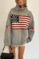 High-neck sweater with a flag graphic