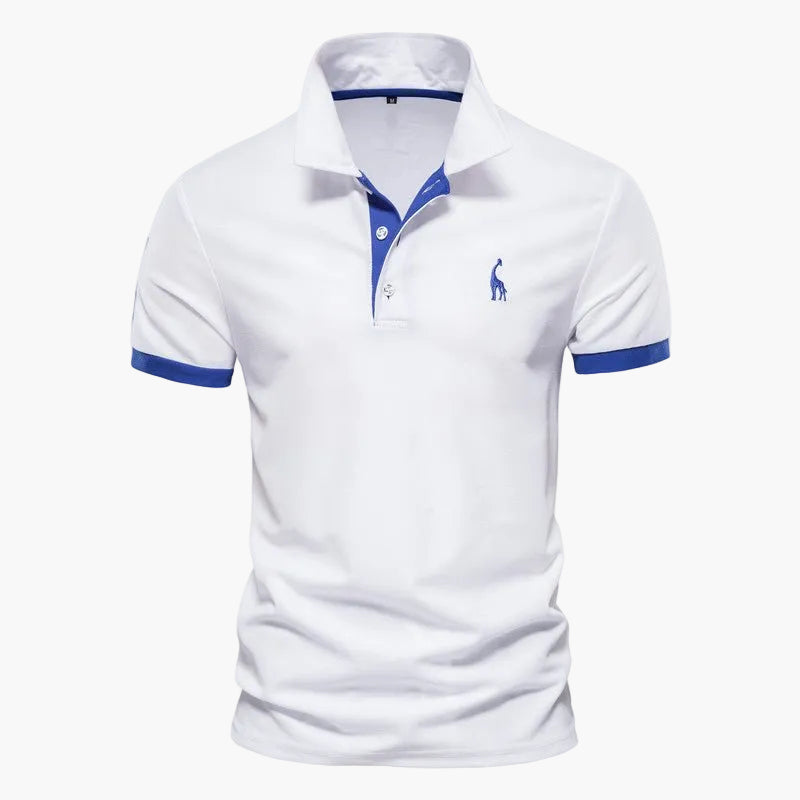 Men's short-sleeve polo shirt with contrast collar and sleeve trims