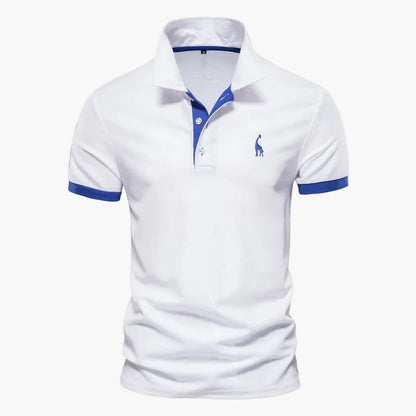 Men's short-sleeve polo shirt with contrast collar and sleeve trims