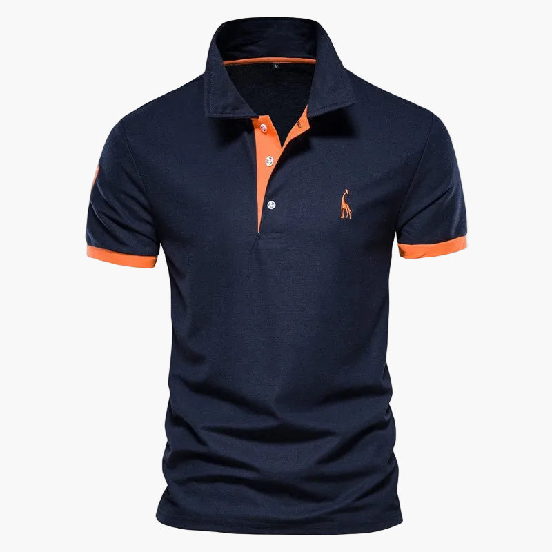 Men's short-sleeve polo shirt with contrast collar and sleeve trims