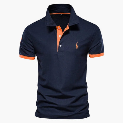 Men's short-sleeve polo shirt with contrast collar and sleeve trims