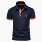 Men's short-sleeve polo shirt with contrast collar and sleeve trims