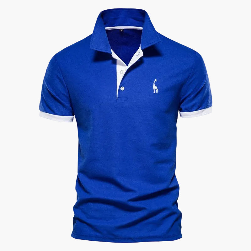 Men's short-sleeve polo shirt with contrast collar and sleeve trims