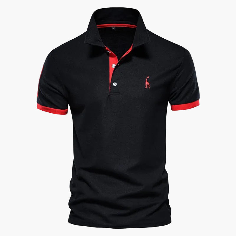 Men's short-sleeve polo shirt with contrast collar and sleeve trims