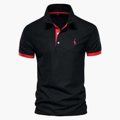 Men's short-sleeve polo shirt with contrast collar and sleeve trims