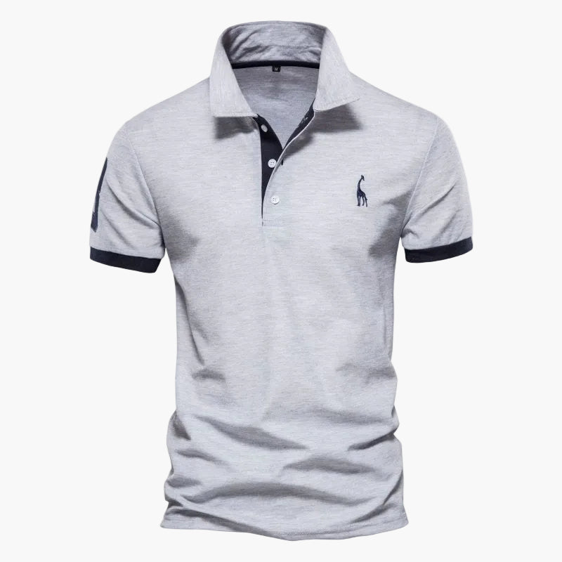 Men's short-sleeve polo shirt with contrast collar and sleeve trims