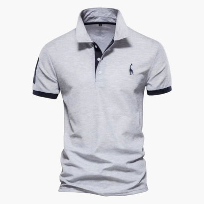Men's short-sleeve polo shirt with contrast collar and sleeve trims