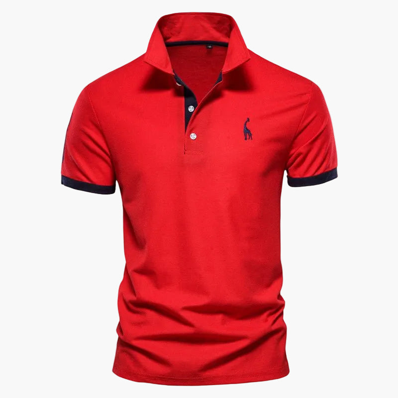 Men's short-sleeve polo shirt with contrast collar and sleeve trims