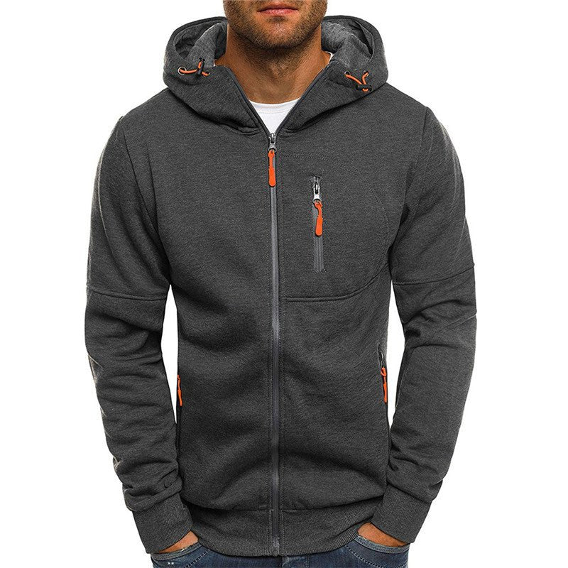 Men's hooded full-zip jacket with zipped chest and side pockets