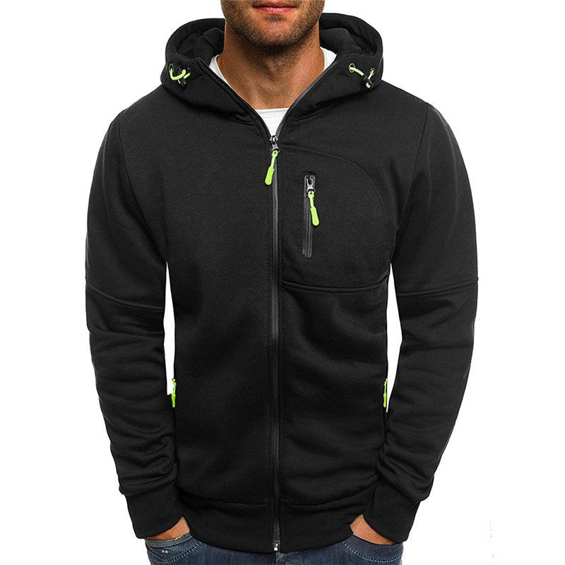 Men's hooded full-zip jacket with zipped chest and side pockets