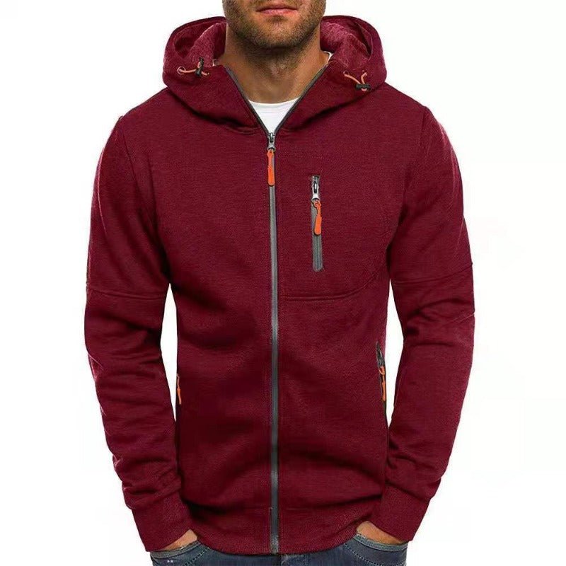 Men's hooded full-zip jacket with zipped chest and side pockets