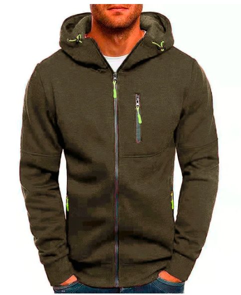 Men's hooded full-zip jacket with zipped chest and side pockets