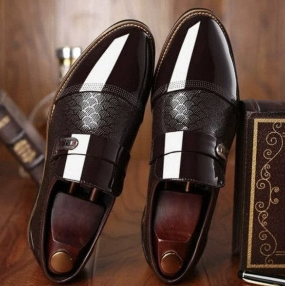 Men's Leather Oxford Shoes, Pointed Toe Lace-Up Formal Dress Shoes for Business and Weddings