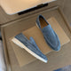Men's slip-on loafers with round toes and white soles