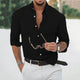 Men's long sleeve button front shirt with stand collar