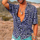 Men's Leopard Print Shirt, Short Sleeve Lightweight Casual Summer Shirt, Breathable