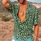 Men's Leopard Print Shirt, Short Sleeve Lightweight Casual Summer Shirt, Breathable