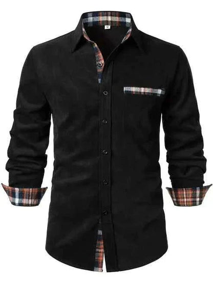 Men's long-sleeve checked shirt with button fastening and chest pocket