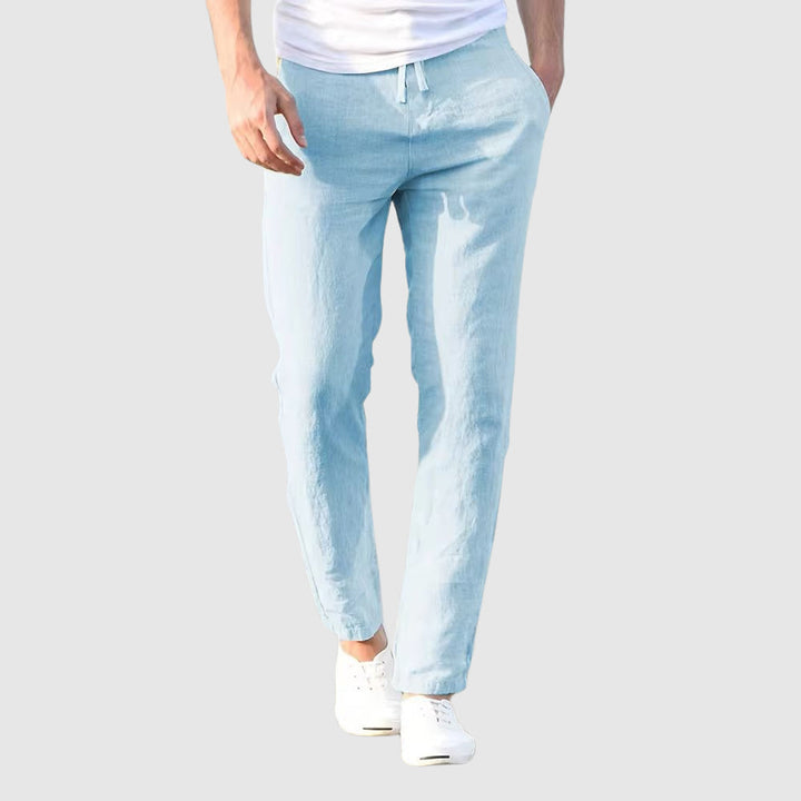 Men's Drawstring Trousers, Beige Straight Fit
