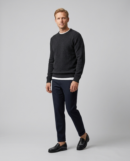 Men's slip-on loafers with moc toe stitching and penny strap detail