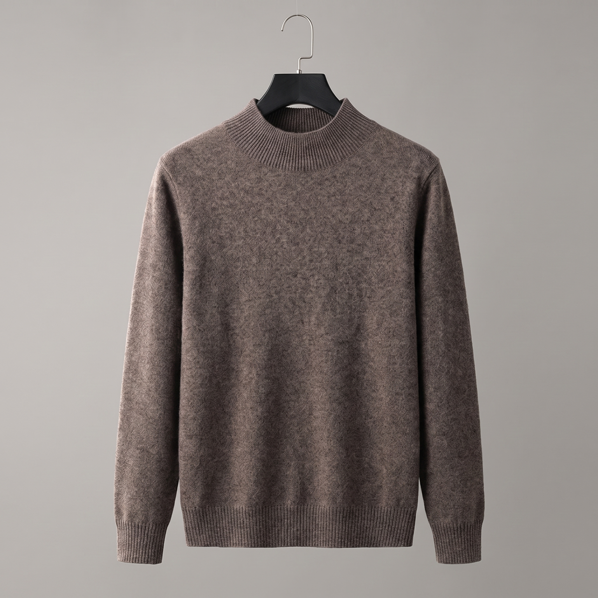 Unisex textured mock neck sweater with long sleeves and ribbed trims
