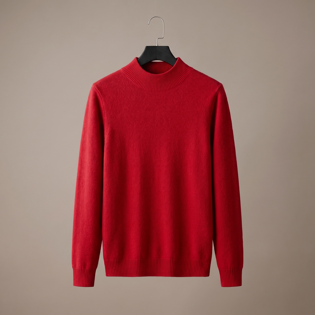 Unisex textured mock neck sweater with long sleeves and ribbed trims