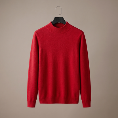 Unisex textured mock neck sweater with long sleeves and ribbed trims