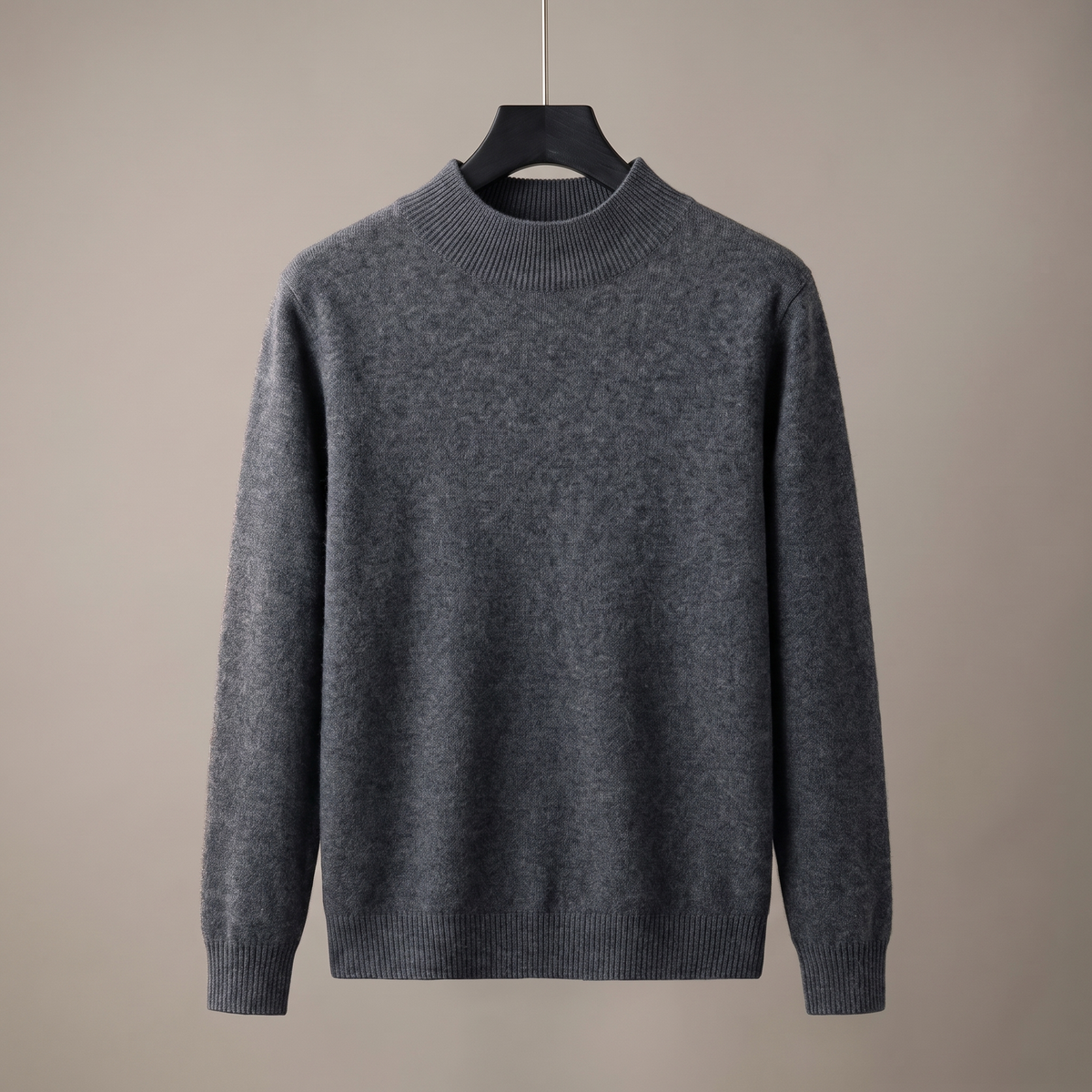 Unisex textured mock neck sweater with long sleeves and ribbed trims